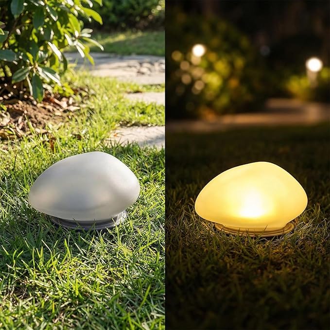 2026 Solar Pebble Lights Outdoor, Solar Pebbles, Outdoor Waterproof Landscape Night Lights for Garden Paths, Stairs, Lawns, Patios, Yard Party Decorations (2, Color Light)