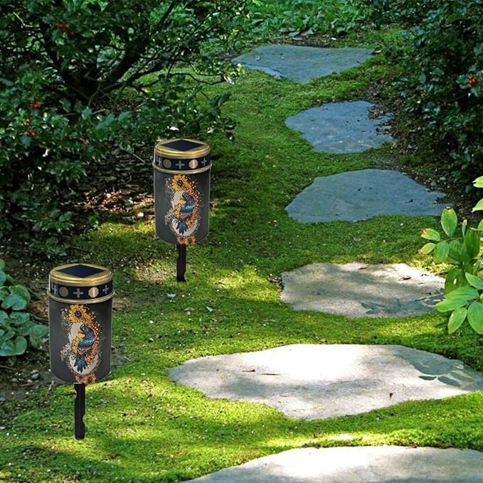 Parrot Flower Solar Lights for Yard Flameless Memorial Lighting Solar Landscape Lights Outdoor Waterproof Home Decorative Garden Light Stake for Patio Lawn Garden Decor