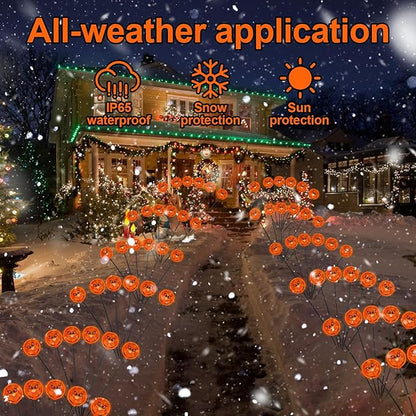 2PACK Solar Pathway Lights for Outdoor Christmas Decorations,12LED Orange Solar Garden Stake Lights,Waterproof Christmas Swaying Lights for Garden Yard Pathway Xmas Party Decor