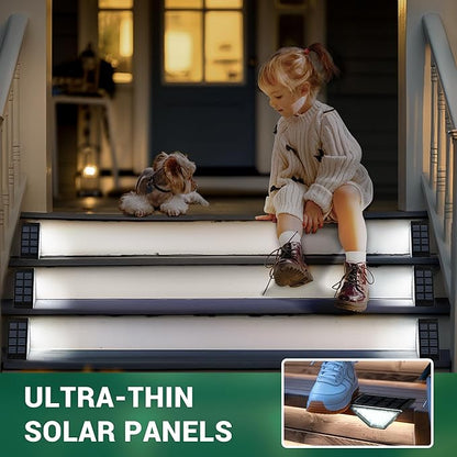 12 Pack Solar Step Lights for Outside, 24 LEDs Solar Stair Lights Waterproof IP65, Solar Deck Lights Outdoor Decor for Garden, Porch, Pathway, Patio, Fence(Cold White)
