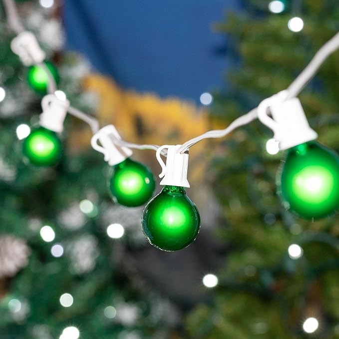 100 Foot G40 Outdoor Patio String Lights with 125 Green Globe Bulbs – Indoor Outdoor String Lights – Market Bistro | Lumora