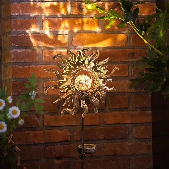 Solar Lights Outdoor Garden Decor Solar Powered Sun Lantern for Yard, Patio,Lawn or Pathway Sun Decorations Crackle | Lumora