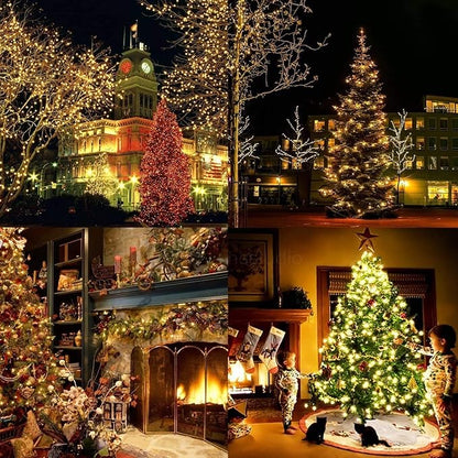 Fairy Black String Lights with Memory Function. Extendable 33ft 100 LED Plug in Cozy Warm White Decorations for Christmas Xmas Tree, Garden, Party, or Home, creating magical indoor outdoor Ambiance