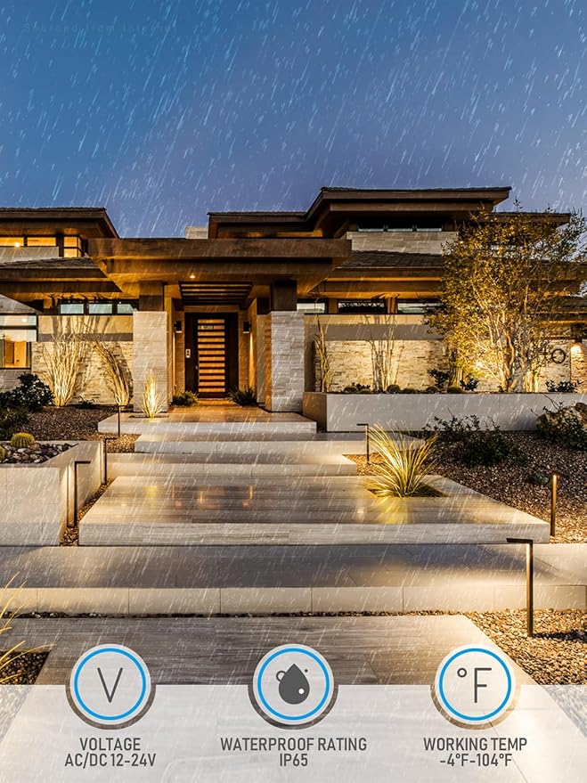 LEONLITE 5CCT LED Low Voltage Landscape Pathway Light, 1800K/2700K/3000K/4000K/5000K Waterproof Sidewalk Lights Wired, CRI90 ETL Listed Aluminum Housing, 5W 16.2IN Oil Rubbed Bronze, Pack of 6