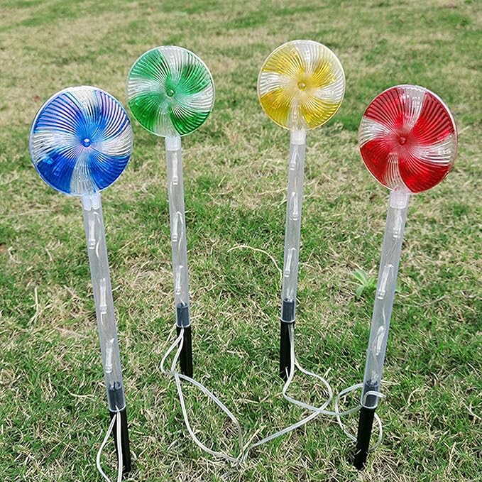 Solar Garden Lights Candy Cane Lights, 4 Cute Christmas Lollipop Pathway Lights with Stakes, Waterproof Outdoor Solar Pathway Lights for Christmas Decoration, Yard, Yard, Lawn (Color : Color)