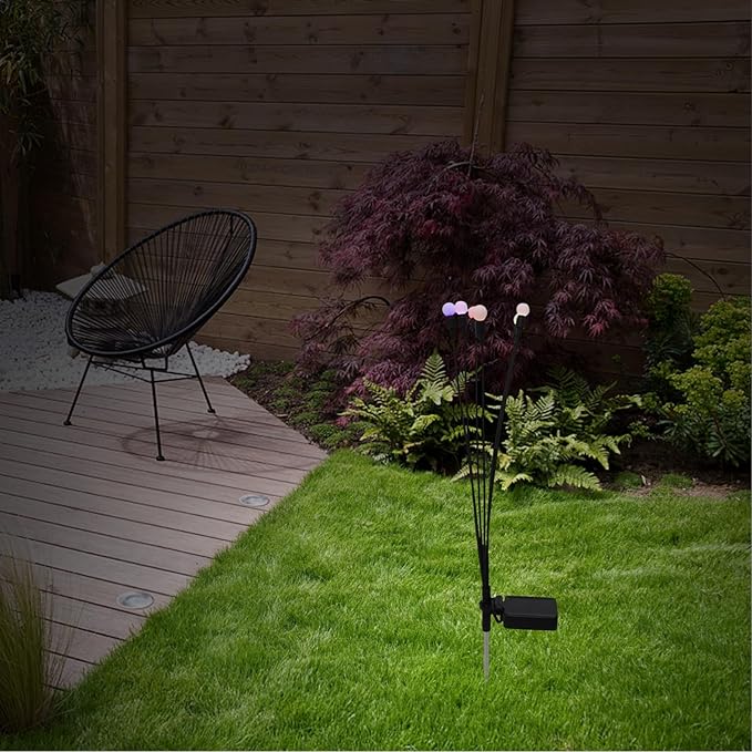 Pathway Lights Waterproof Outdoor Garden LED Lawn Stick Lamp with Colorful 6-Head Square Battery Box for Yard Decoration