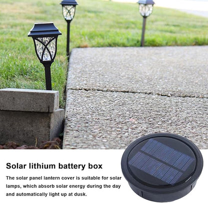 Garden Light Solar Top Replacement Round Box, Solar Replacement Top of Solar Lantern Battery Box, Solar Lights Replacement Top, Waterproof Round Solar Panel Lights