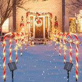 22" Candy Cane Lights Outdoor Pathway 2PK 12 PCS Candy Cane Christmas Decorations 8 Modes Solar Candy Cane Lights | Lumora