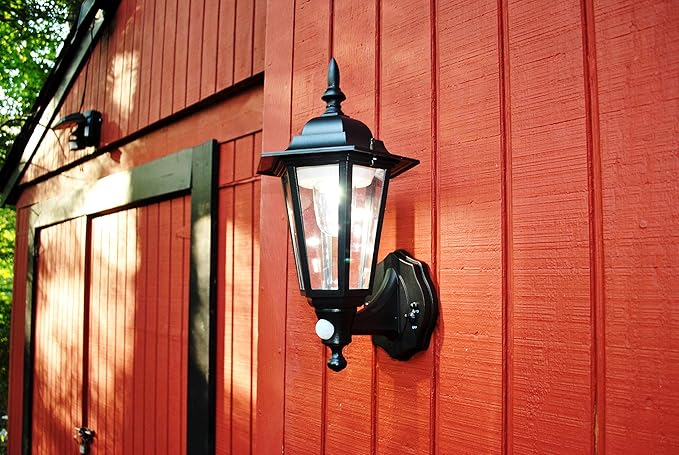 Maxsa 44719 Battery-Powered LED Motion-Activated Outdoor Wall Sconce - 8.5" x 6" x 13, Black