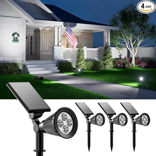 4 Pack Solar Spotlights Outdoor Waterproof for Tree, Statue, Flower, Pot, Bush, Wall, Bright LED Outside Landscape | Lumora