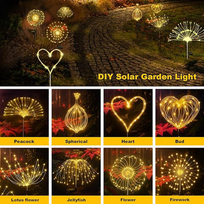 ALSO GO Solar Garden Lights Outdoor Waterproof, 6 Pack 720 LED Solar Firework Lights, Decorative Garden Décor Outside for Flowerbed Pathway Party Christmas Decoration, Warm White