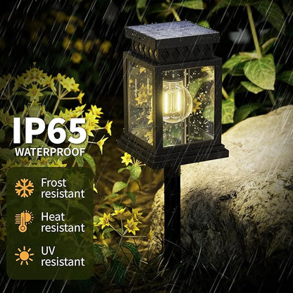 Bright Solar Pathway Lights Outdoor: 8x8cm Large Panel & 2000mAh Battery for Longer Lighting, Dual Power (Solar + Dry Cell), Waterproof Warm White Garden Yard Driveway Lights (8 Pack)