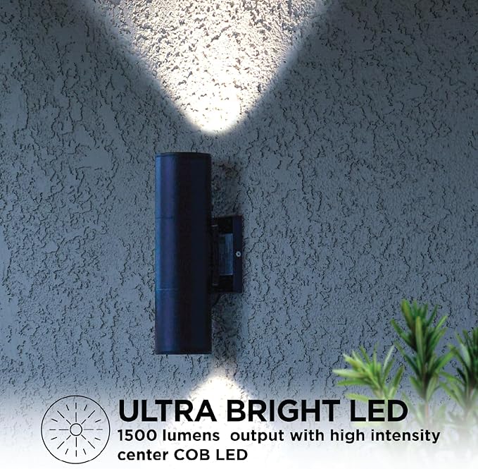 Home Zone Security LED Modern Wall & Porch Sconce Light (2-Set, Black)