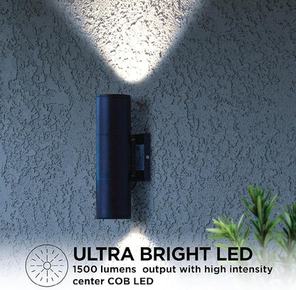 Home Zone Security LED Modern Wall & Porch Sconce Light (2-Set, Black)