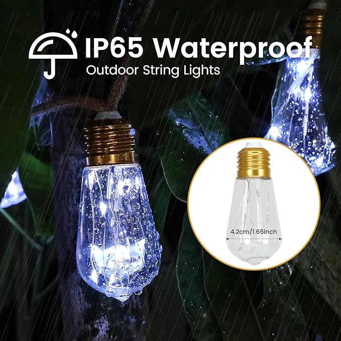 2Pack Solar Outdoor String Lights 24FT Vintage Rope Hemp Solar Lights with 20 Shatterproof Bulbs,8 Modes Solar | Lumora