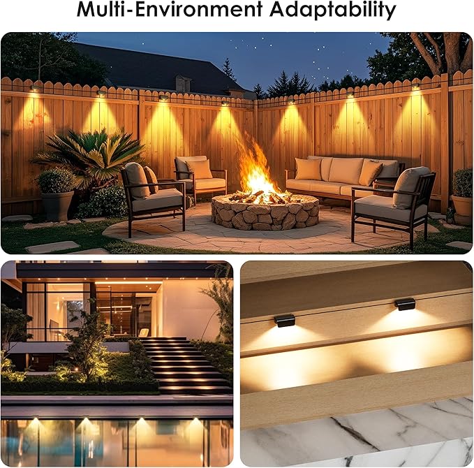 Deck Lights Outdoor, Fence Lights 10 Pack, Waterproof LED Step Lights for Outside, Backyard, Railing, Patio, Pool, Garden