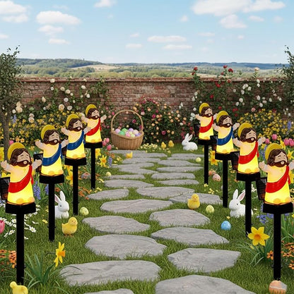 8 Pack Solar Easter Lights, Garden Pathway Lights Outdoor Jesus Lights Waterproof Solar Stake Light for Pathway Landscape Lawn Yard Porch Patio Spring Easter Decoration