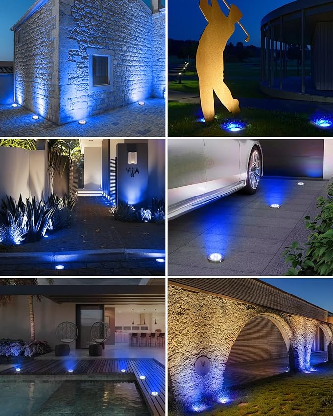 btfarm 16 Pack Solar Lights Outdoor, 8 LED Solar Ground Lights IP65 Waterproof Flat Solar Disc Light, Pathway | Lumora
