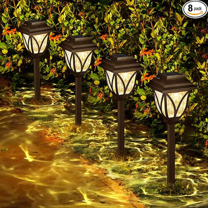 Springwind 8 Pack Solar Lights Outdoor Waterproof Garden Lights with Warm LED Light Landscape Lighting for Yard Patio Lawn Walkway Driveway