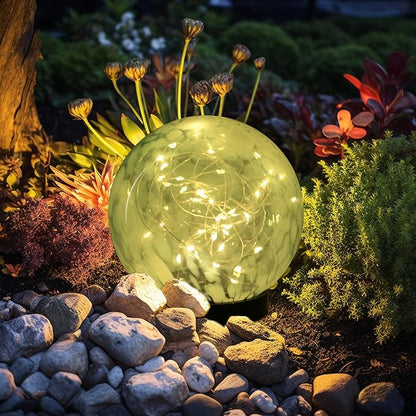 Solar Lights Outdoor Waterproof Powered-Clear Glass Globes Lights for Patio, Yard, Camping, Garden, Stylish Portable Lighting for Homeowners & Enthusiasts (Green)