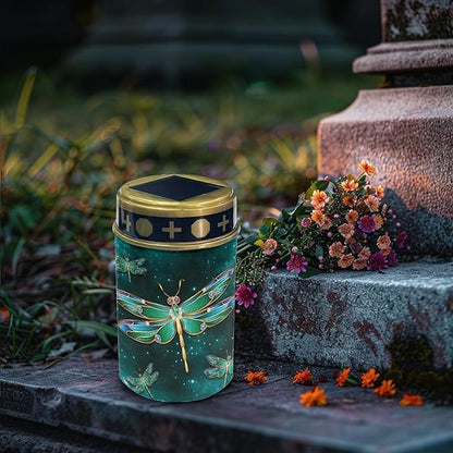 Dragonfly Green Galaxy Outdoor Solar Garden Lights Waterproof Pathway Lights Stake Lights Outdoor Decorations for Patio/Yard/Driveway Walkway Lights Flameless Outdoor Table Lamp