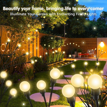 Solar Firefly Lights,4 Pack,Solar Garden Lights,Firefly Lights,Outdoor Waterproof Yard Decorations,Christmas Party Decorations,Variable Height,High Flexibility Iron Wire & Heavy Bulb Base