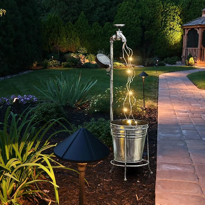 Solar Garden Lights Outdoor Decor, Metal Watering Can Solar Lights Outdoor Waterproof for Yard Lawn Patio Pathway, Decorative Outdoor Decor Gardening Gifts for Women Mom Grandma