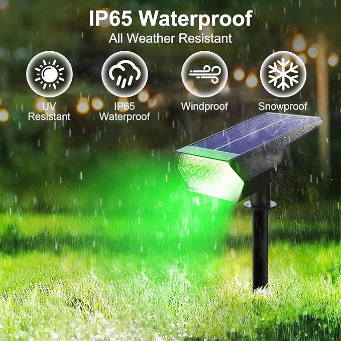 Upgraded Solar Spot Lights Outdoor, Waterproof IP65 RGB Color Changing Solar Outdoor Lights, Multicolor Solar | Lumora