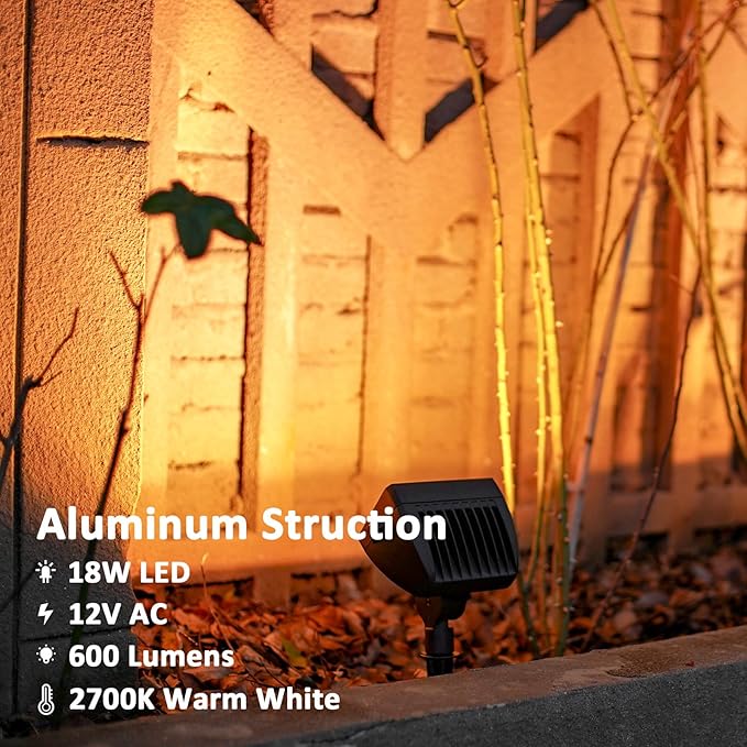 Low Voltage Spotlights 2PK Landscape Lighting Wall Wash Lights 2700K Warm White 18W 600 Lumens Outdoor Lights | Lumora