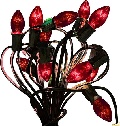 EST. LEE DISPLAY L D 1902 C7 Transparent Colored Christmas Lights Indoor ＆ Outdoor String Light Steady Replacement Bulbs C-7 E12 Box of 25 (Transparent Red)