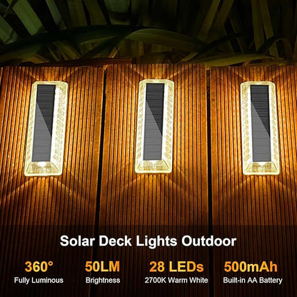 Lacasa Solar Deck Lights 8 Pack, Warm White Solar Light Outdoor Waterproof, Driveway Lights for Stairs, Pathway, Garden, Yard, Sidewalk, Ground