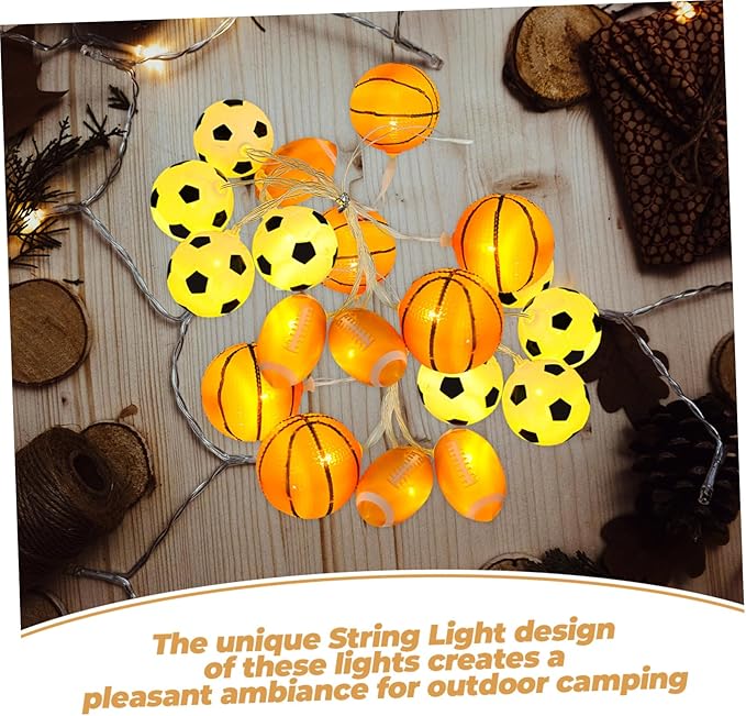 Alipis Led Sports String Light Bulb Decorative Outdoor Lighting for Camping and Parties Battery-Powered Sports-Themed Patio Lights for Soccer Basketball and Football Events