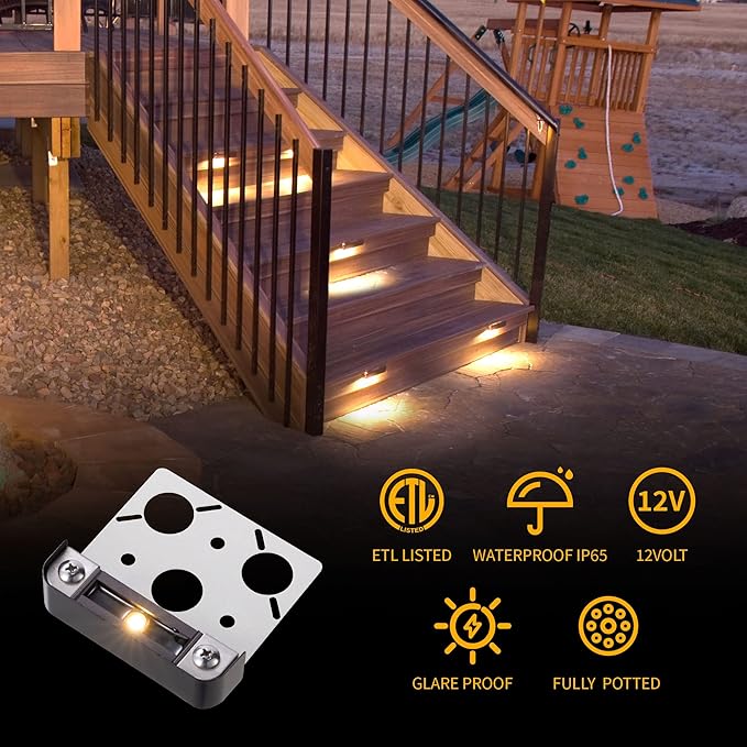 Gardenreet 3 Inch LED Hardscape Light,Retaining Wall Lights,12V AC/DC Paver Step Light,Cast Aluminum Housing,Integrated 0.5W 2700K LED Light Source,IP65 Waterproof, 50000 Hours Lifespan
