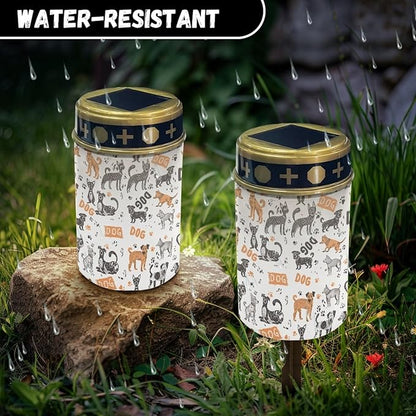 Funny Dog Solar Lantern Outdoor Waterproof Solar Garden Stake Lights for Yard Patio Warm White Soler Pathway Lights LED Landscape Lighting Flameless Solar Powered Fairy Lights