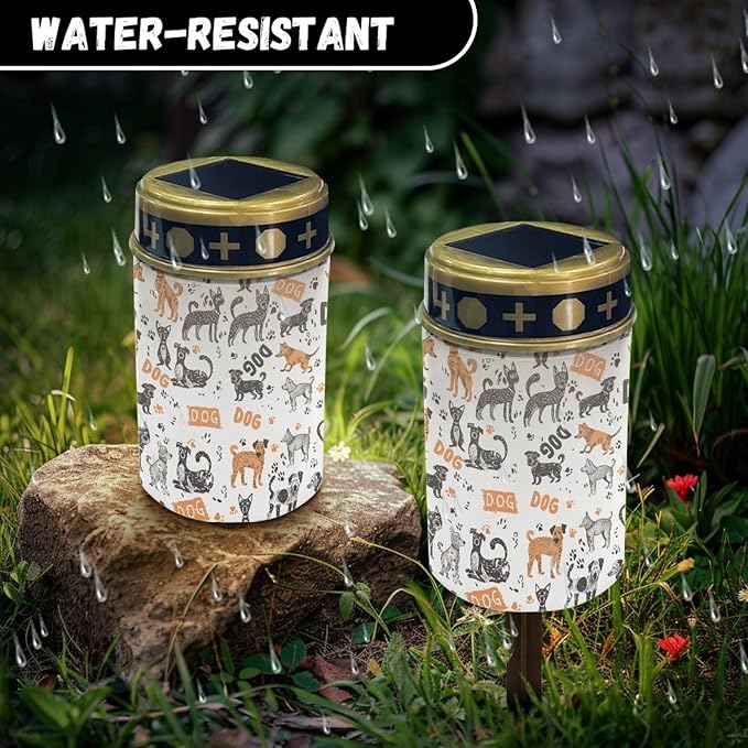 Funny Dog Solar Lantern Outdoor Waterproof Solar Garden Stake Lights for Yard Patio Warm White Soler Pathway Lights LED Landscape Lighting Flameless Solar Powered Fairy Lights