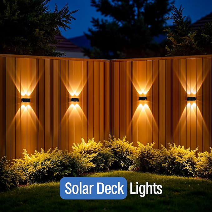 NIORSUN Solar Fence Lights,6 Pack Deck Light,Led Outdoor Lights 3000K/4500K/6000K+ RGB Up & Down Wall Lights | Lumora