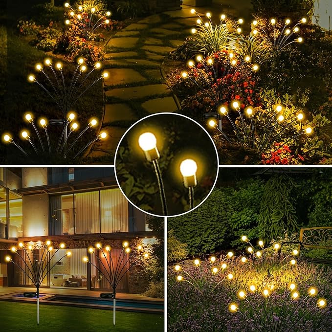 10-Pack Solar Garden Lights, 80 LED Solar Lights Outdoor for Garden Decor, Waterproof Firefly Light Outdoor (Sway | Lumora