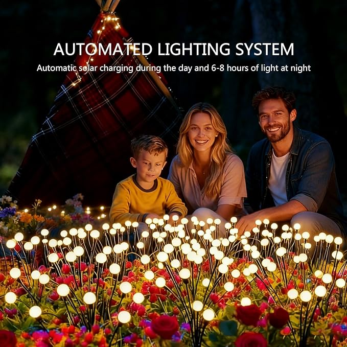 Solar Garden Lights(6-Pack,48 LED),Solar Light Outdoor Waterproof, Solar Swaying Lights,Firefly for Patio Pathway Decoration in Courtyard,Big Bulb, Unique Gifts for Women, Gifts for Grandma