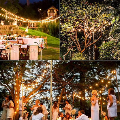 Lakumu 200FT（100FT*2） G40 Solar String Lights, Globe Outdoor String Lights with 72 E12 Waterproof LED Bulbs, 2700K Shatterproof Patio Lights, Solar Powered Hanging Lights