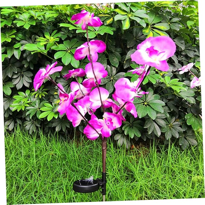 Mipcase 2pcs Solar Flower Light Stakes Shape Outdoor Ground Plug Lights for Garden Lawn Walkway and Landscape Lighting Energy Saving Solar Powered Design
