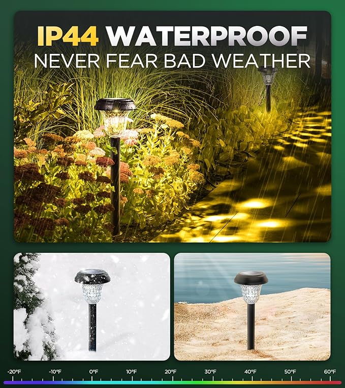 10 Pack Ultra Bright Solar Lights Outdoor Waterproof, from Dusk to Dawn Up to 12H Solar Light for Outside, Auto | Lumora