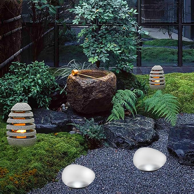 Solar Pebble Light, Waterproof Solar LED Garden Lighting Stone lamp Ground Lamp Outdoor Wall Lamp for Outdoor Landscape Yard Path Fence Lawn Tree Park Decoration Lights (White 2pcs)