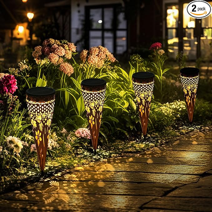 Solar Hummingbirds Garden Stakes Lights 2Pack Outdoor Decorative Lighting for Yard, Pathway, Patio Decor Lawn Ornament Gifts for Women Mom
