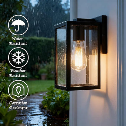 Bestshared Exterior Wall Light, Outdoor Wall Lantern, Exterior Mount Lighting Fixture, Outside Lamp for Porch, Entryway, Garage (Black, 4 Pack)