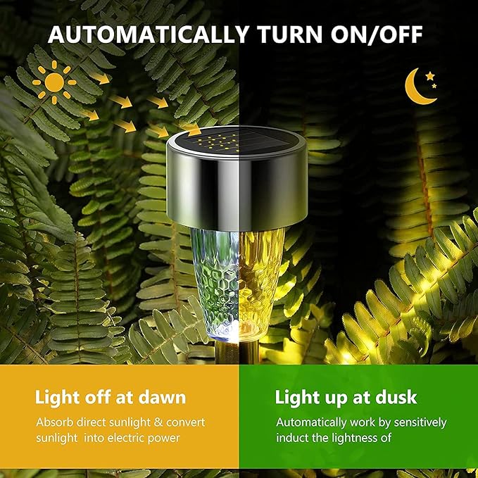 12 Packs Solar Pathway Lights - Stainless Steel Waterproof Auto On/Off Dusk to Dawn - Outdoor Security Flood Light | Lumora