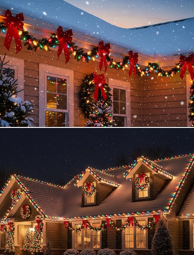 C7 LED Christmas Lights, 25Ft C7 Multicolor String Lights with 27 Clear Bulbs, LED String Lights for Christmas Tree Decor Patio, 0.6 Watt E12 Candelabra Base