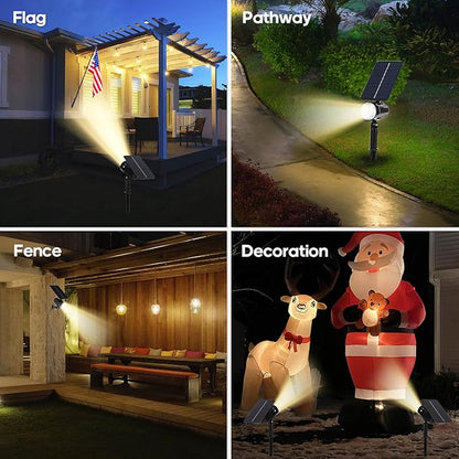 SUNLONG Solar SpotLights Outdoor Waterproof ip65, Warm Solar Spot Lights Outdoor for Walkway Yard Pathway Garden Landscape, 2-in-1 Spot Spotlights Solar Powered for Flag