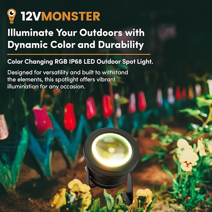 12Vmonster Color Changing RGB IP68 LED Outdoor Spot Light – 12V 10W Waterproof Garden Lighting – Multicolor | Lumora