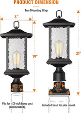 Beionxii Dusk to Dawn Outdoor Post Lights, 21inch Large Exterior Lamp Post Light Pier Mount Lantern with Base | Lumora