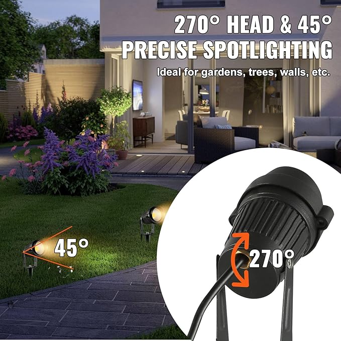 VEVOR Landscape Lighting, 6W Low Voltage LED Landscape Lights, IP66 Waterproof Landscape Spotlights Yard Lawn | Lumora